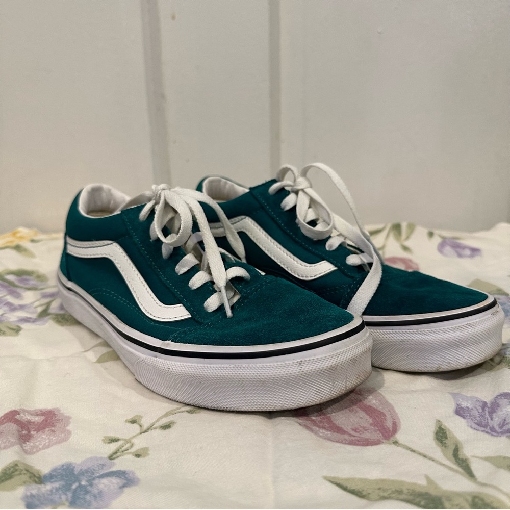 Vans green classic old skool youth size 5 women’s 6.5 sneaker shoes beach skate - Picture 2 of 8